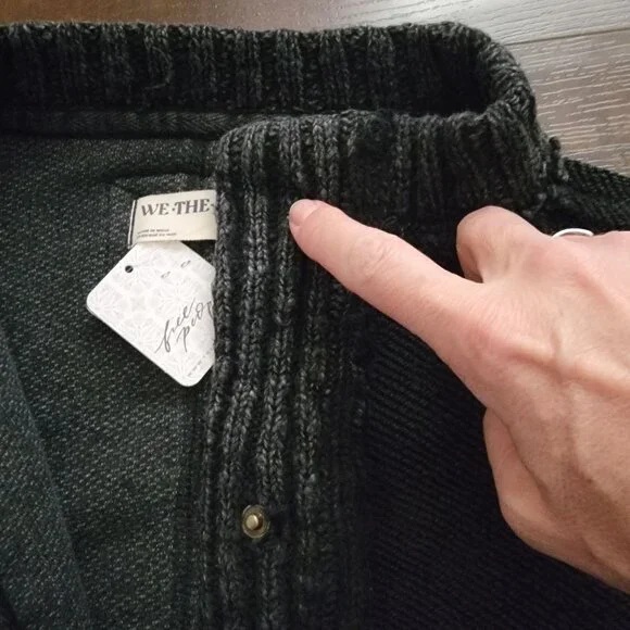 Free People Black Chunky Button-Up Knit Cardigan - Picture 4 of 8